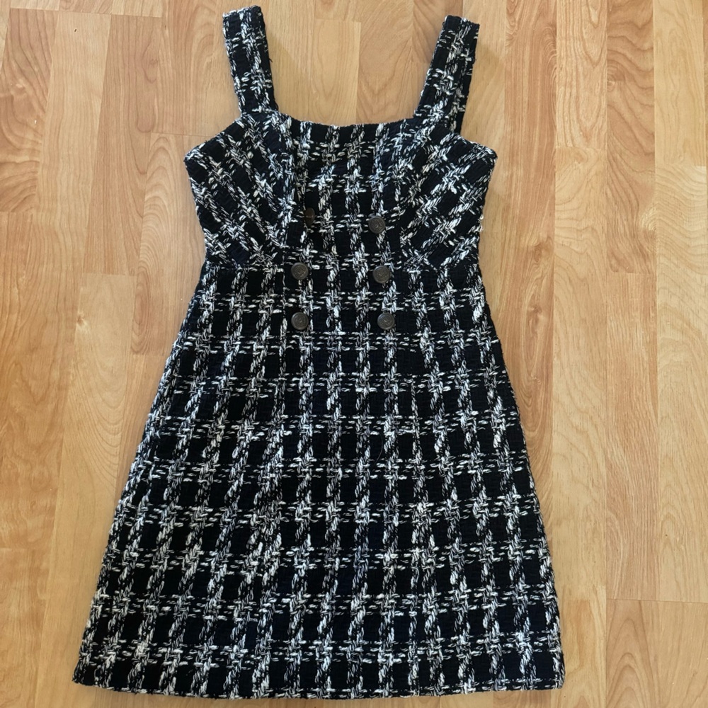 Anthropologie Maeve Black and White Tweed Mini Dress